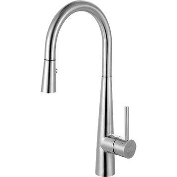 Franke Steel Pullout Spray Single Hole Kitchen Faucet, Stainless Steel, FFP3450