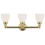 Livex Lighting - Classic Bath Light, Polished Brass - In a polished brass finish, this one light bath fixture features a timeless torchiere design. Topped with Satin Opal White glass shades which provide a clean and classic look that will complete any space. This fixture is the perfect finishing touch to your bathroom!