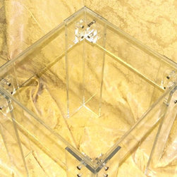 Side table, acrylic with brass rivets - Products