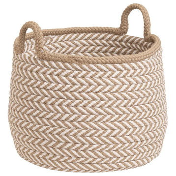Preve Basket, Taupe/White 15"x15"x15"