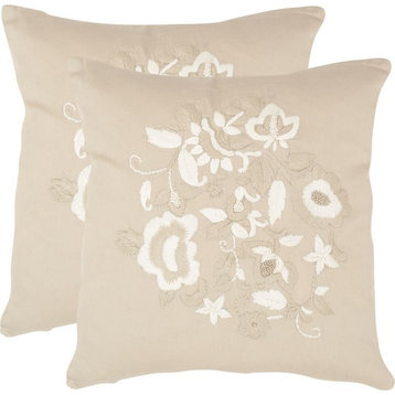 April Beige Decorative Pillows (Set of 2) - Beige, 22"x22"