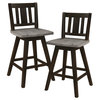 Lexicon Amsonia Slat Back Counter Height Dining Swivel Chair in Black (Set of 2)