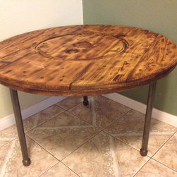 Reclaimed Modern Rustic Wood Spool Coffee / End Table - Coffee Tables