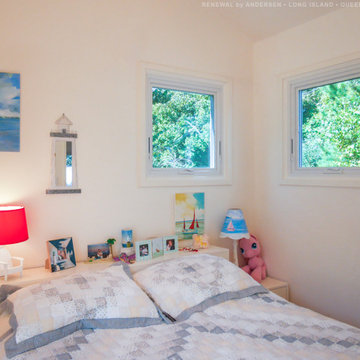 New Awning Windows in Beach House Bedroom - Renewal by Andersen Long Island and