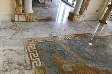 Inspiration for a traditional entryway in Melbourne with marble floors.