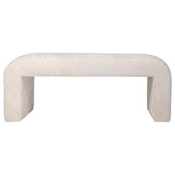Sophia Modern Luxury Curved Upholstered Jacquard Bench Natural