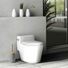 Bath D Dolomite Round Toilet Bowl Brush and Holder White-Bamboo Top, Grey/Bamboo