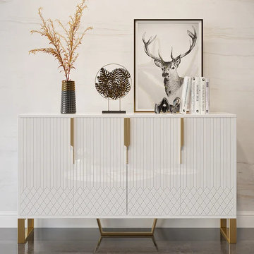 Aro 60" Contemporary Sideboard Buffet 4-Door Sideboard Table Kitchen Buffet Tabl