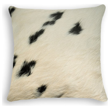 18"x18"x5" White and Black Cowhide Pillow