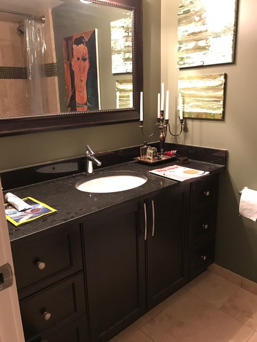 Black Granite And Dark Brown Cabinets Need Freshen Up