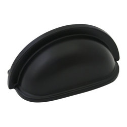 Cosmas - Cabinet Cup Pull, 3" Hole Centers, Set of 25, Flat Black - Cabinet And Drawer Handle Pulls