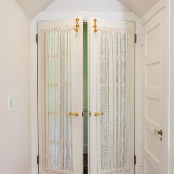 Sweet French Door Treatments and Europleat Sheers for Master BR
