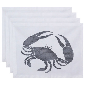 18"x14" Crab, Animal Print Placemat, Set of 4, Gray