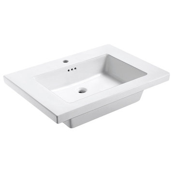 Eclipse 31"x22" Ceramic Vanity Top, White With Single-Hole Drilling