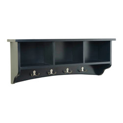 Alaterre Furniture - Shaker Cottage Storage Coat Hook, Charcoal Gray - Wall Organizers