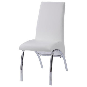 ACME Pervis Faux Leather Upholstered Side Chair in White and Chrome