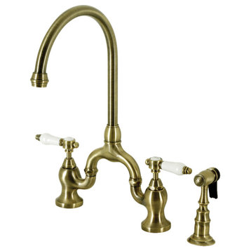 Kingston Brass KS779.BPLBS Bel-Air 1.8 GPM Bridge Kitchen Faucet - Antique