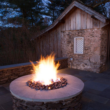 Bluestone Patio, Walls, Steps, Gas Fire Pit, Landscape Lighting