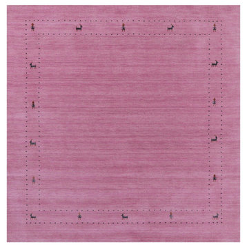 6' Square Handmade Persian Gabbeh Wool Rug - Q15307