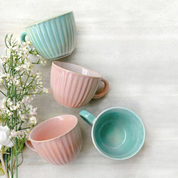 Vintage Grooved Cups - Tea Cups