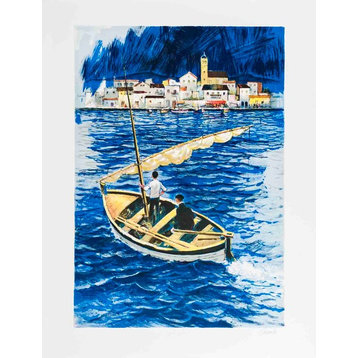 Amadeu Casals "Sailboat in the Port of Cadaques" 1970, Lithograph Art