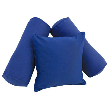 Double-Corded Solid Twill Throw Pillows With Inserts, Set of 3, Royal Blue