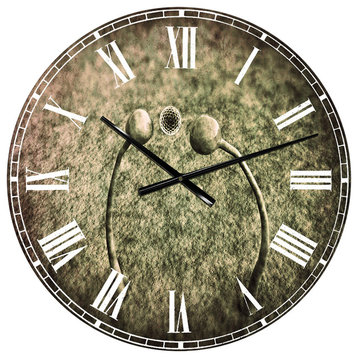 Fungus On Leather Surface Landscape Round Metal Wall Clock, 23x23