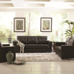 Coaster 3 Pieces Enright Black Sofa Set - Living Room Furniture Sets