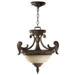 Quorum International - Madeleine 2Lt Dual Mnt-Cg - Our Madeleine series embodies classic elements of lighting design through the centuries. The cast structure is anchored by its Corsican Gold finish, grounding the fixture's aesthetic in 17th century styling, with the intricacies of the ornately carved wood and bronze detailing.