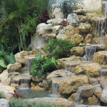 Large cap rock waterfall
