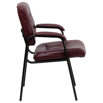 Flash Furniture Burgundy Leather Guest/Reception Chair With Black Frame Finish