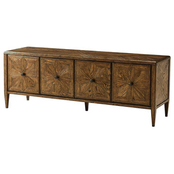 Oak Parquetry Media Cabinet Dark