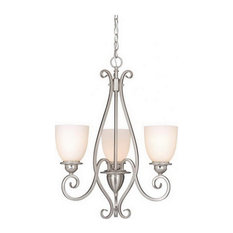 Satin Nickel and Frosted Opal Glass 3-Light Chandelier