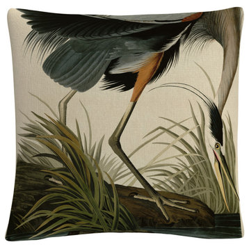 John James Audubon 'Great Blue Heron' Decorative Throw Pillow