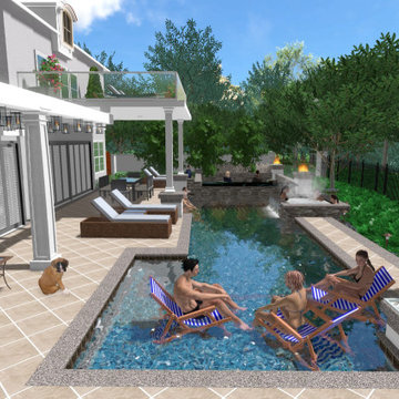 Backyard pool design presented in 3D
