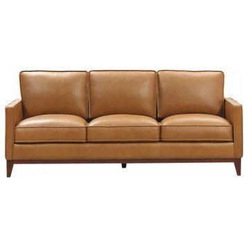 Aniello, Modern Brown Italian Leather Split Sofa