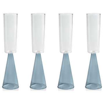 Viterbo Champagne Flutes, Set of 4, Blue