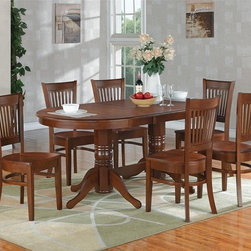 7PC Vancouver Dinette Dining Set, Oval Table with 6 Wood Seat Chairs in Espresso - Dining Sets