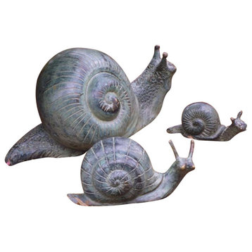 Bronze Snails  Statues, Set of 3