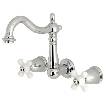Kingston Brass Two-Handle Wall Mount Bathroom Faucet, Polished Chrome