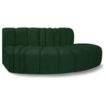 Meridian Furniture - Arc Boucle Fabric Upholstered 3-Pc. S-Shaped Modular Sectional, Green - Give your living room or den the perfect blend of style and versatility with this Arc boucle fabric curved modular Sectional. Part of the Arc modular furniture collection, this Sectional comes upholstered in rich green boucle fabric and features deep channel tufting that adds a touch of luxury while enhancing comfort and support. A seamless combination of form and function, this chair can be used with other Arc pieces to create a myriad of configurations in your well-curated room.