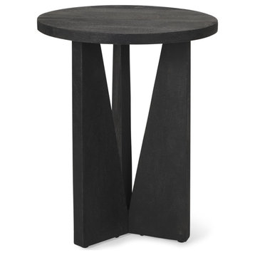 Mattius Black Wood Accent Table