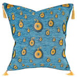 Bareen's Designer Rugs - Starry Night Glory Chenille Decorative Turkish Pillow - Embellish your home with this timeless casual chic Turkish decorative throw pillow. Handmade Jacquard woven on heavy Chenille fabric in a Turkish classic design inspired by an antique oriental tapestry, these exquisite pillows are a perfect addition to any decor. Made in a beautiful vibrant color pallet these beautiful pillows are double sided with a beautiful repetitive geometrical, naturalistic floral and traditional pattern. Masterfully artisan-crafted with a contemporary fashion palette producing bold intricate sharp patterns makes these decorative pillows a standout piece in any decor.
