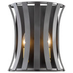 Z-Lite - Geist 2 Light Wall Sconce in Bronze Gold - Straight lines and gentle curves are the signature of the Geist collection. Raw but refined, the Geist family of fixtures perfect for transitional decor. Vintage bulbs (included) compliment the Bronze outer strips and Golden coloured fittings.