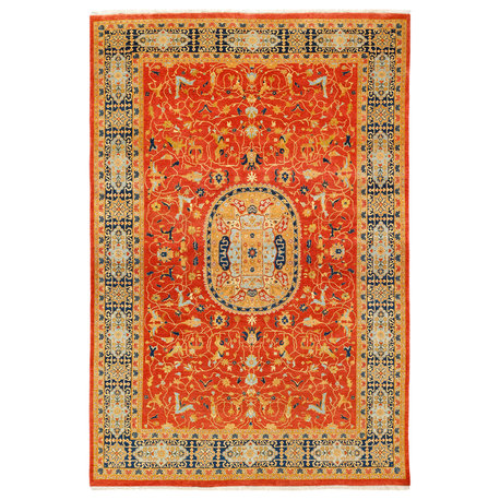 Jacqueline, One-of-a-Kind Hand-Knotted Area Rug Orange, 6'1"x8'10"