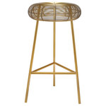 Meridian Furniture - Tuscany Durable Metal Stool, Gold, Counter Height - Give your home bar or counter area a fresh new look with this Tuscany counter stool. This elegant stool features a stylish wire seat to add instant visual interest to your seating. The rich gold metal is gleamingly beautiful and modern while lending your space a decidedly industrial panache. A footrail around the perimeter of the stool's base give you a handy spot to rest your feet while you dine.