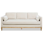 Jennifer Taylor Home - Knox 84" Modern Farmhouse Sofa, French Beige Performance Velvet - The perfect blend between casual comfort and style, the Knox Seating Collection by Jennifer Taylor Home brings cozy modern feelings into any space. The natural wood base and legs make a striking combination with the luxurious velvet upholstery. The back and arm pillows are all removable and reversible for the ultimate convenience of care. Whether you're lounging alone or entertaining friends, let the Knox chair and sofa be the quintessential backdrop of your daily routine.