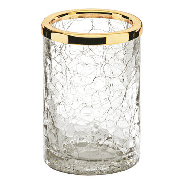 MD Lilly Crackled crystal glass toothbrush holder. Gold.