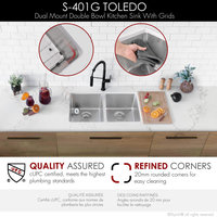 STYLISH 31 inch Double Bowl Undermount Stainless Steel Kitchen Sink