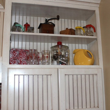 Open Bead Board Cabinet With Crown Molding